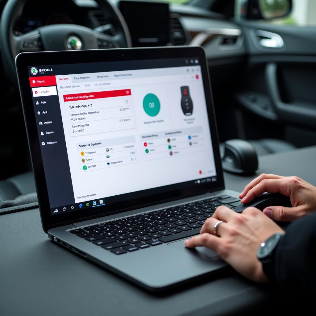 Skoda Remote Diagnostics Software in Use