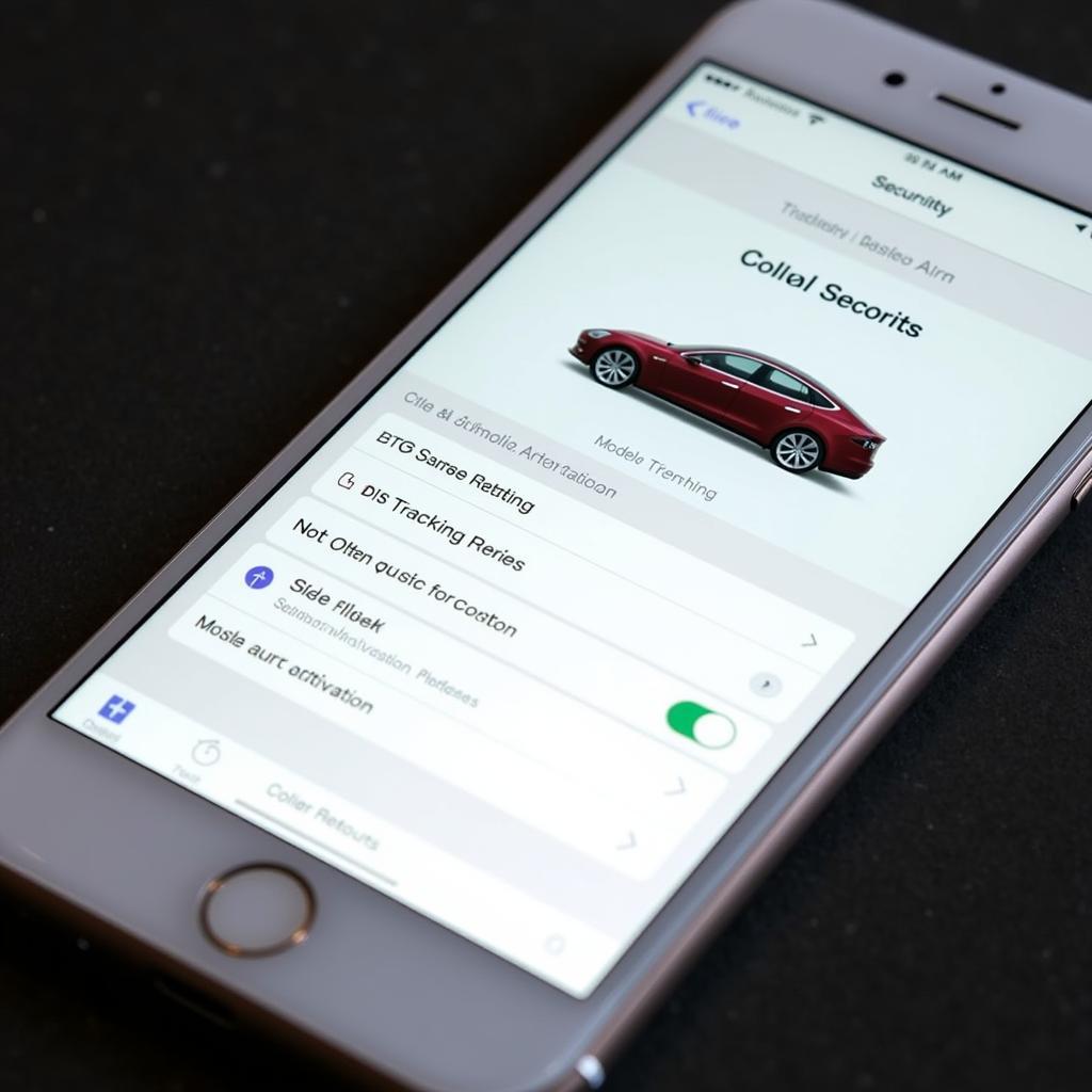 Tesla Model S Security Settings on Phone App