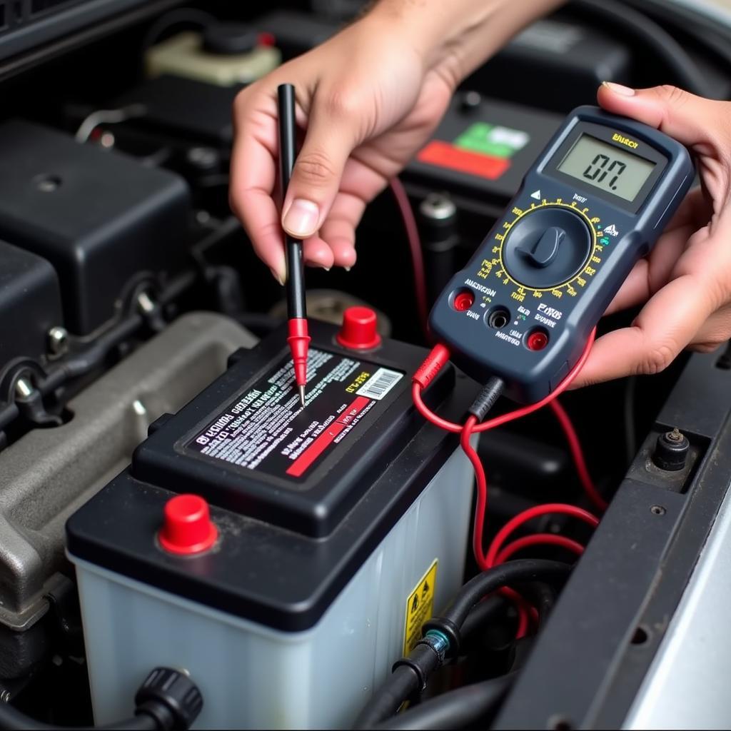 Testing the Buick LeSabre Battery with a Multimeter