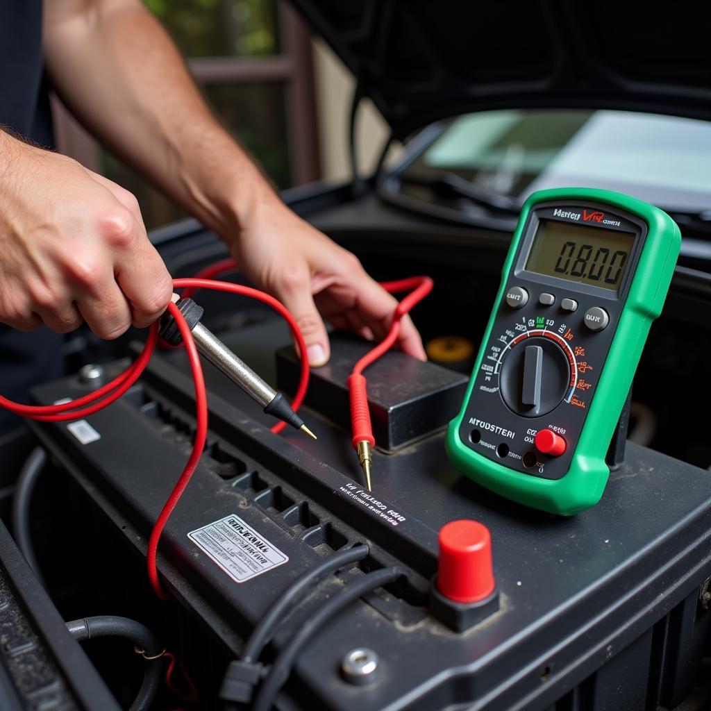 Testing Car Battery with Multimeter