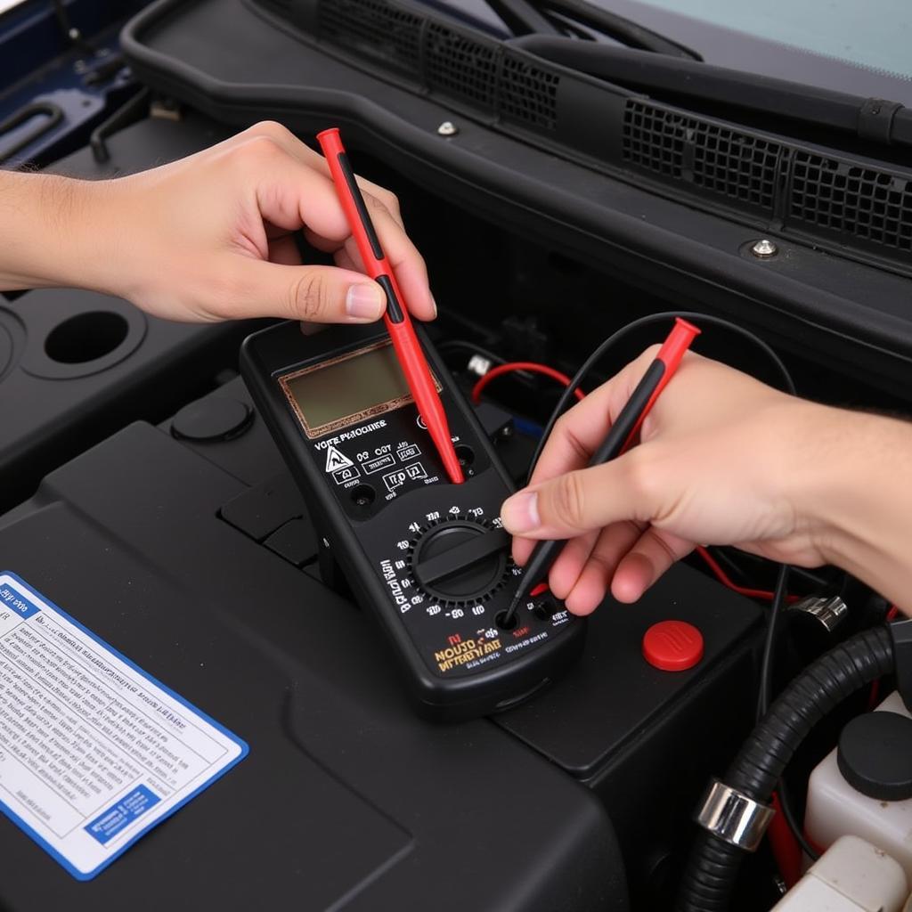 Testing Car Battery with Multimeter