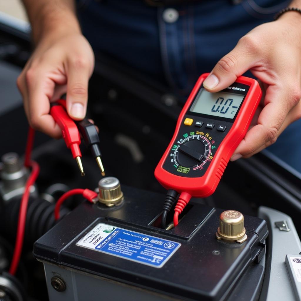 Testing Car Battery with Voltmeter