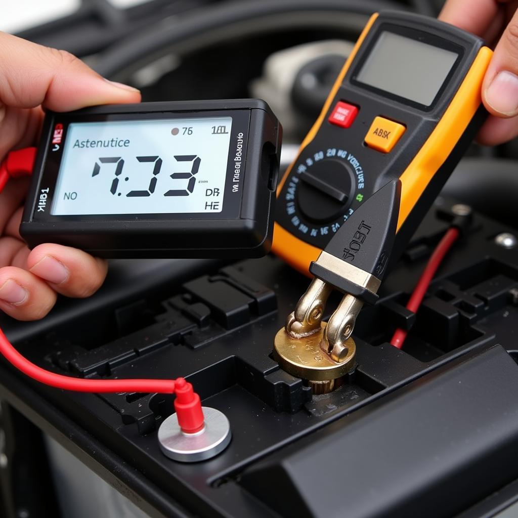 Testing a Range Rover Battery with a Multimeter