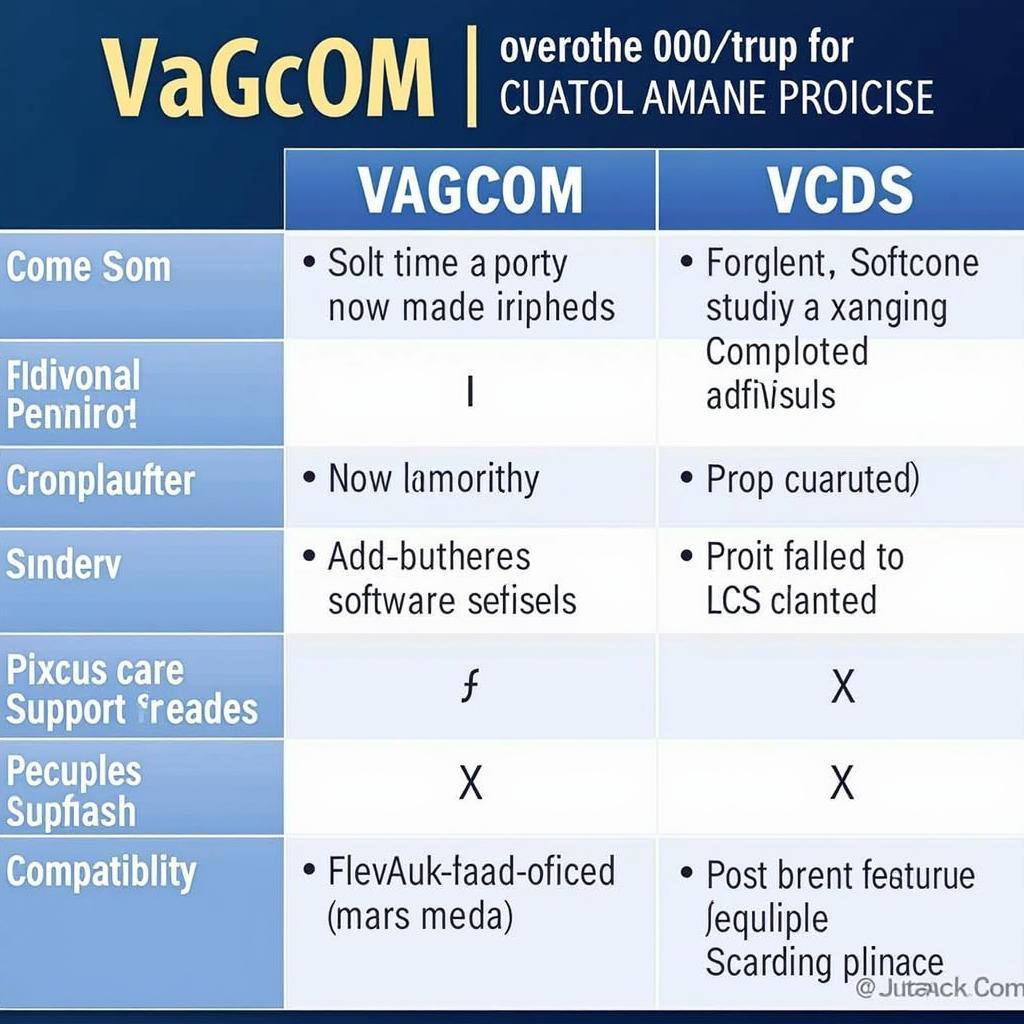 Vagcom vs VCDS Comparison Table Showing Features, Support, and Compatibility