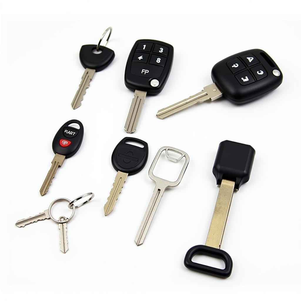 Different types of car keys and fobs