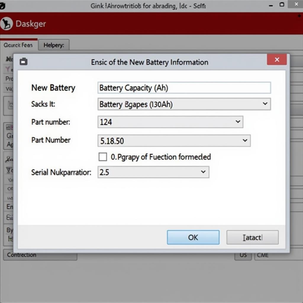 VCDS Battery Information Input Screen