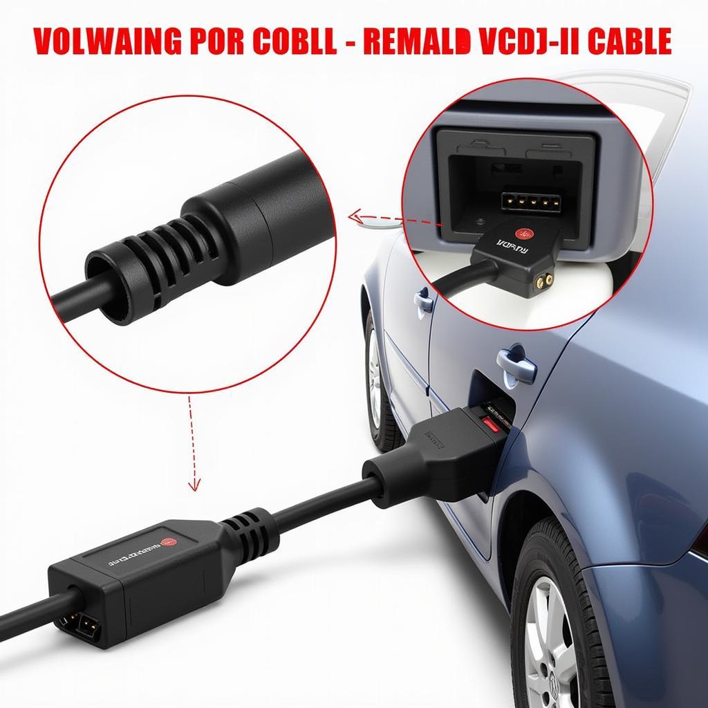 VCDS Cable Connected to a Car's OBD-II Port