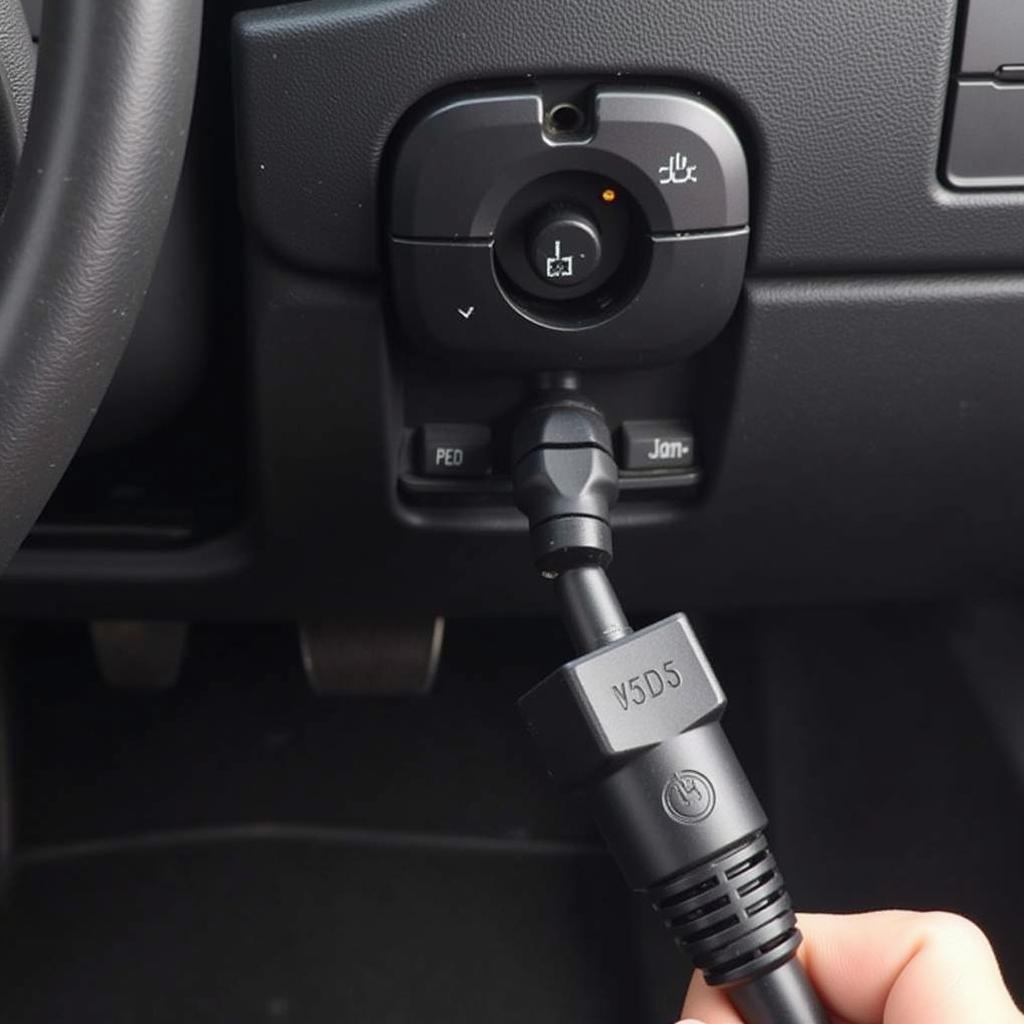 VCDS Cable Connected to OBD-II Port