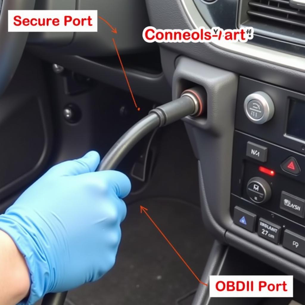 VCDS Cable Connected to OBD-II Port