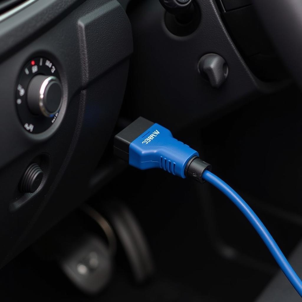 VCDS HEX V2 Cable Connected to a Car's OBD-II Port