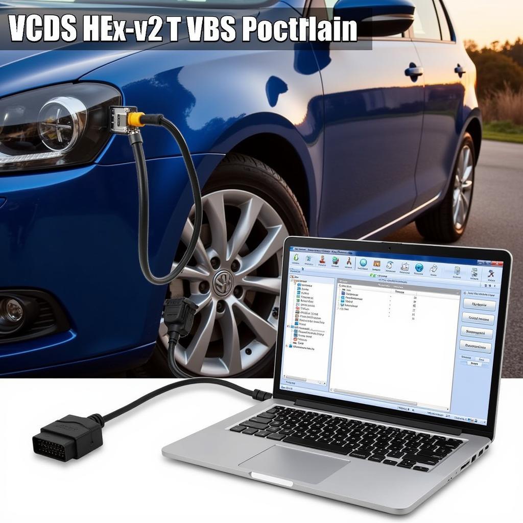 VCDS HEX-V2 Enthusiast Cable Connected to a Car's OBD-II Port