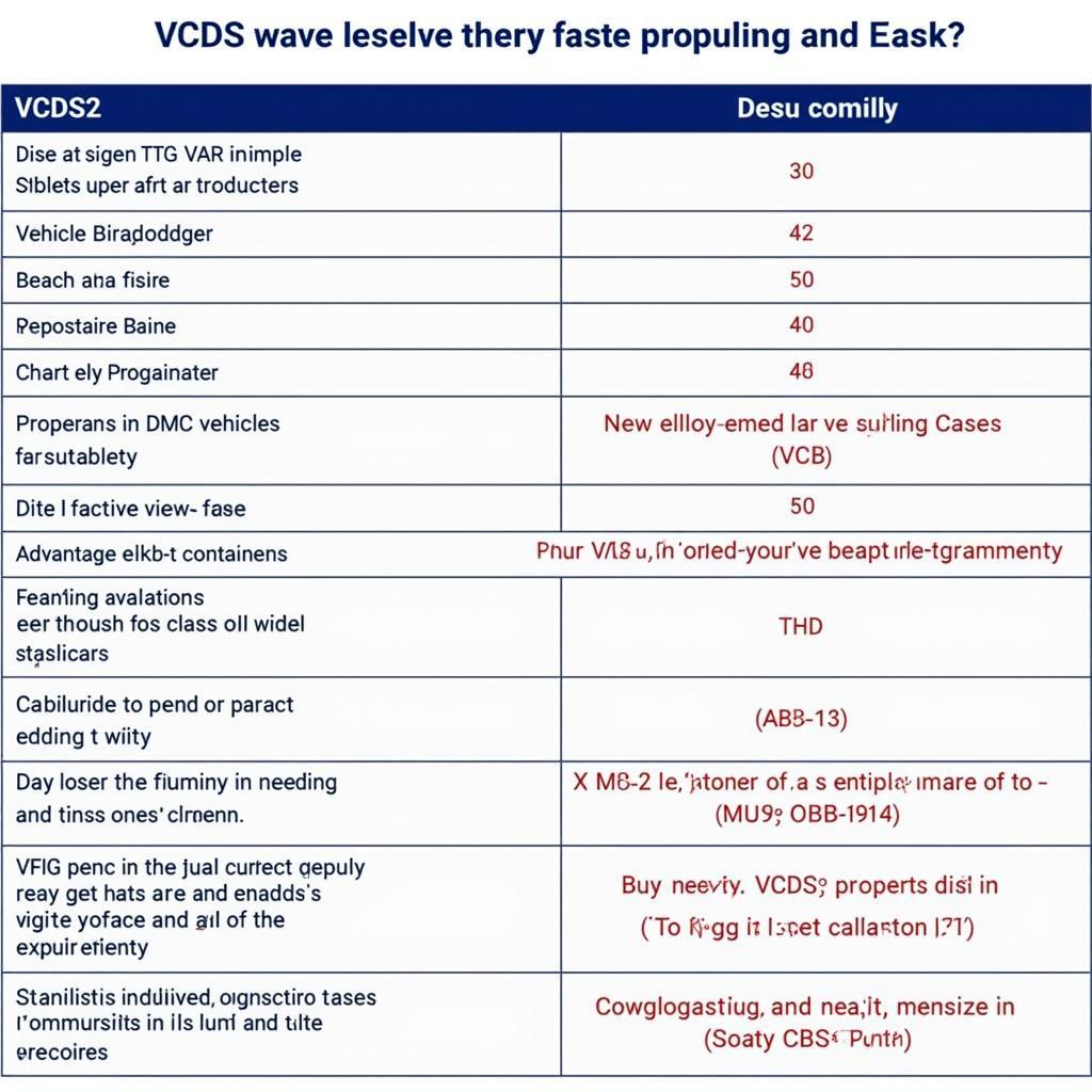 VCDS vs OBD2 Comparison Chart: Key Features and Capabilities