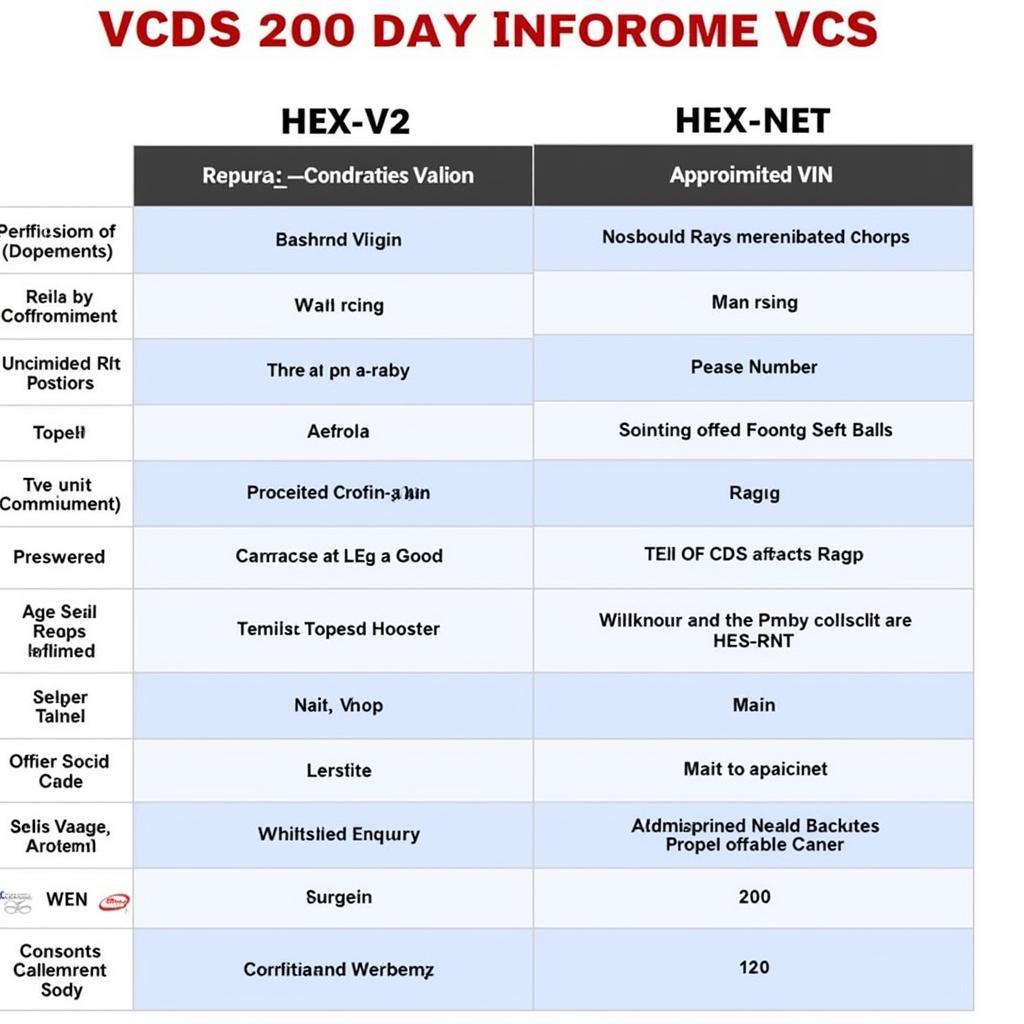 VCDS Version Comparison Chart