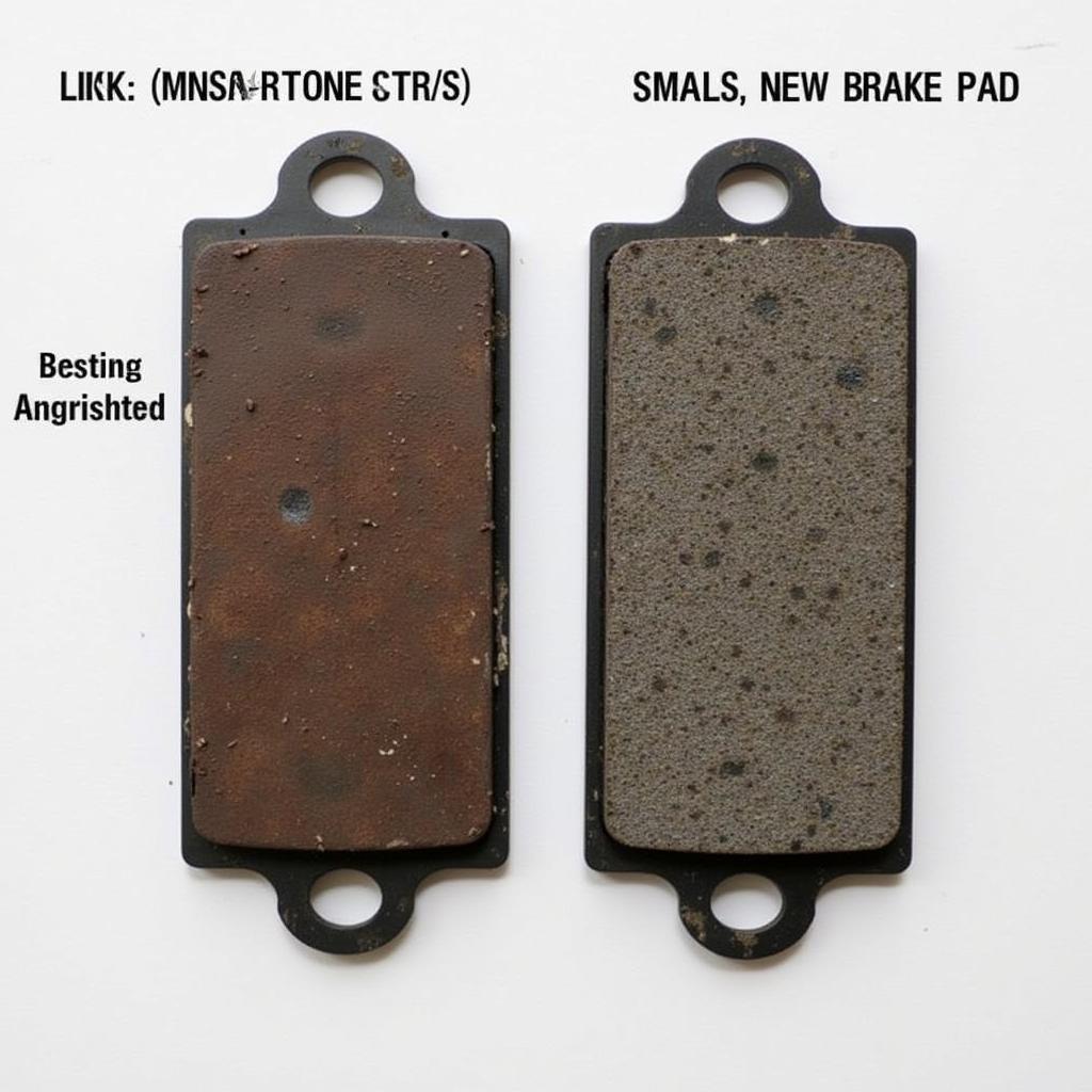 Worn Brake Pad Compared to New Brake Pad