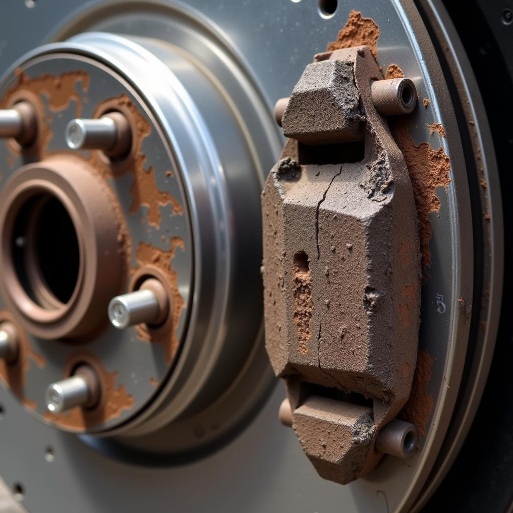 Worn Brake Pads on a Mercedes A Class