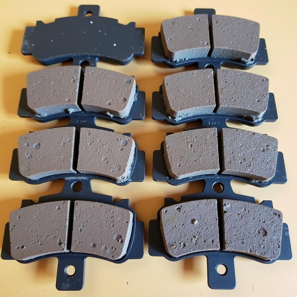 Worn Brake Pads Compared to New Brake Pads