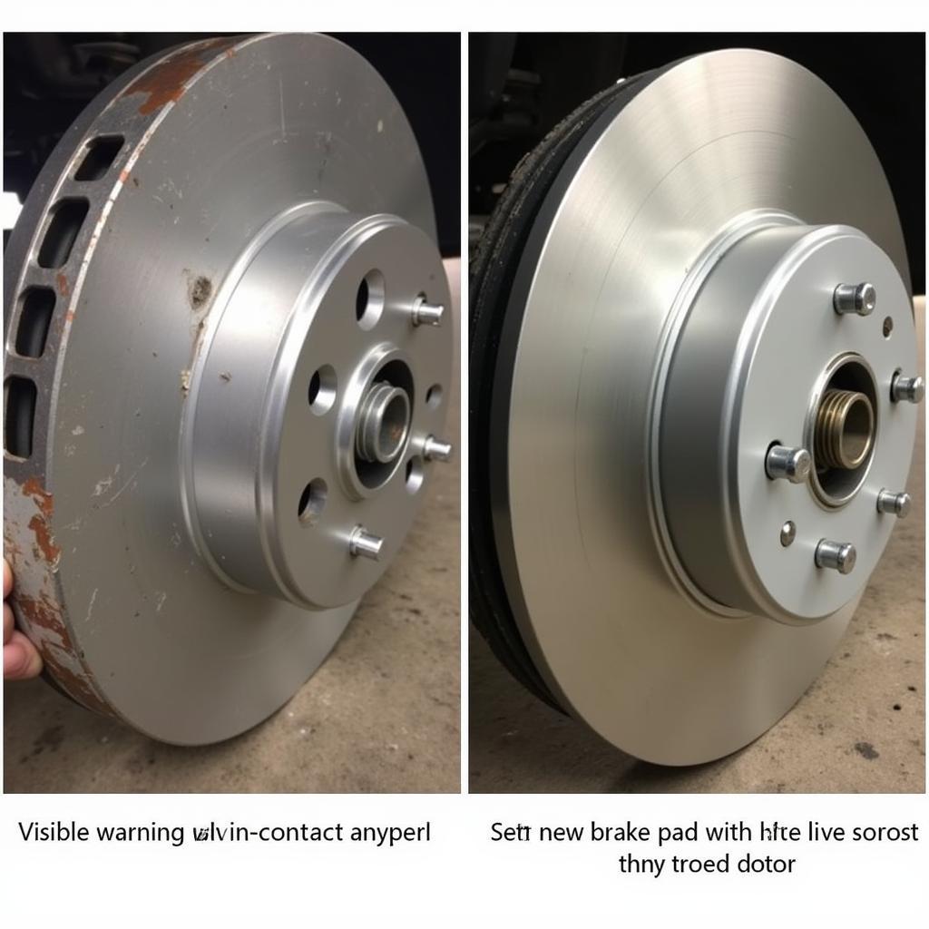 Comparison of worn brake pads and new brake pads