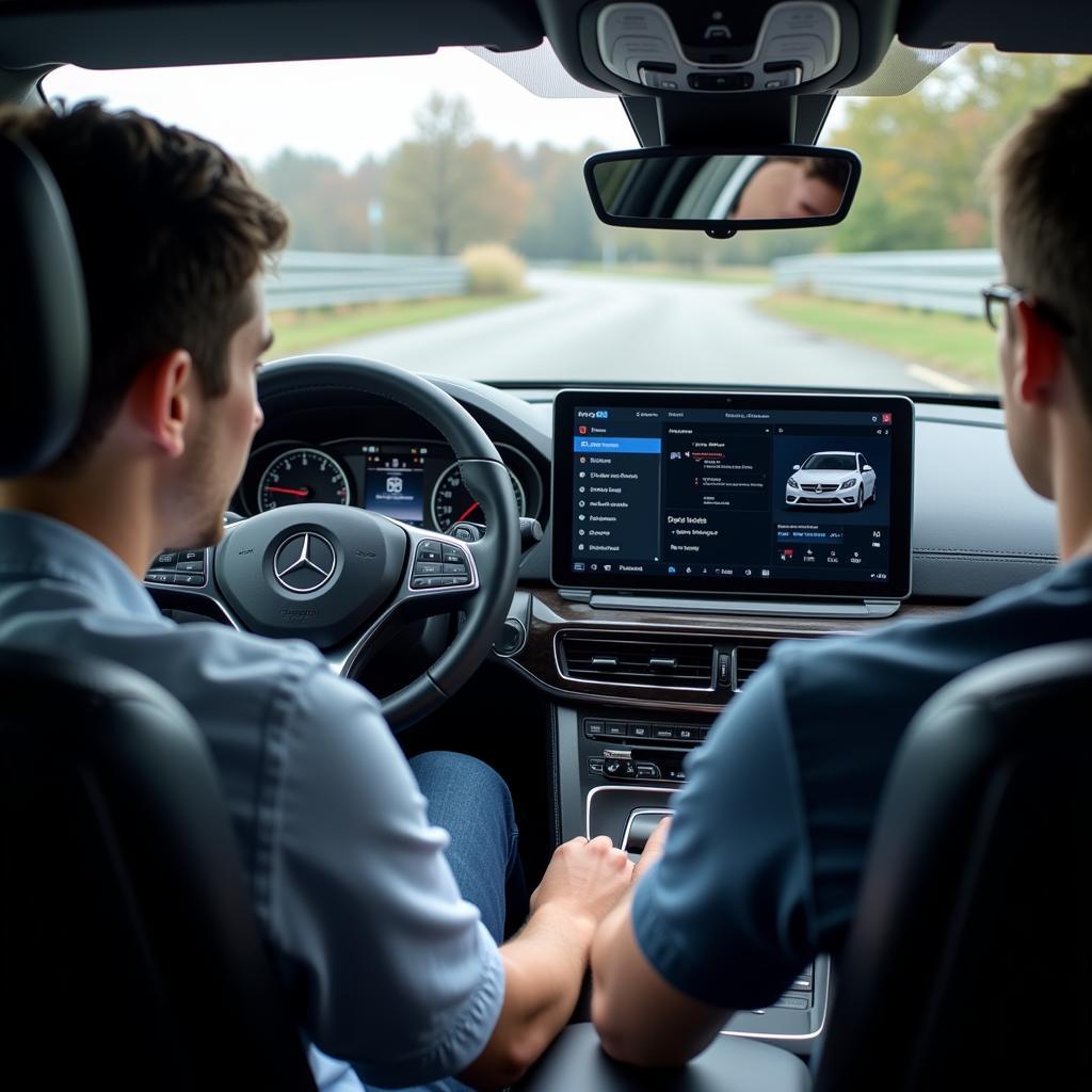 Xentry SCN Coding Process in a Mercedes-Benz Workshop