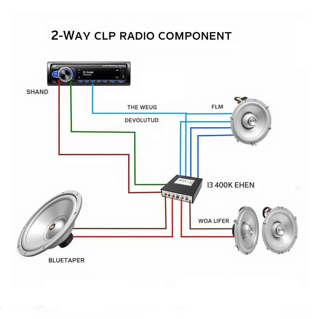 2-Way Car Radio Bluetooth 300 Watts System Components Diagram