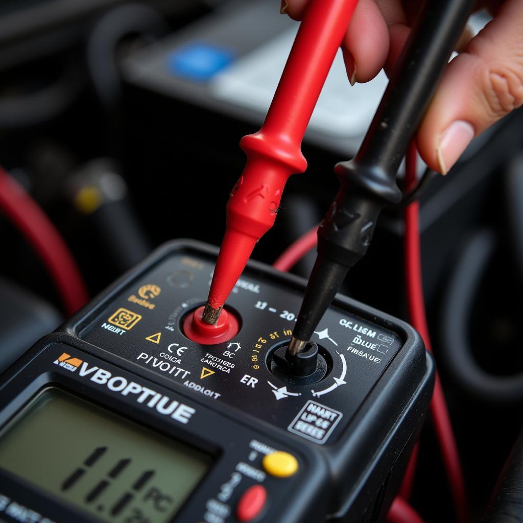 Testing a 2006 Dodge Ram 2500 battery with a multimeter