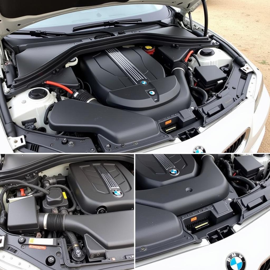 2013 BMW Engine Compartment - A detailed view of the engine bay, highlighting key components and potential problem areas.