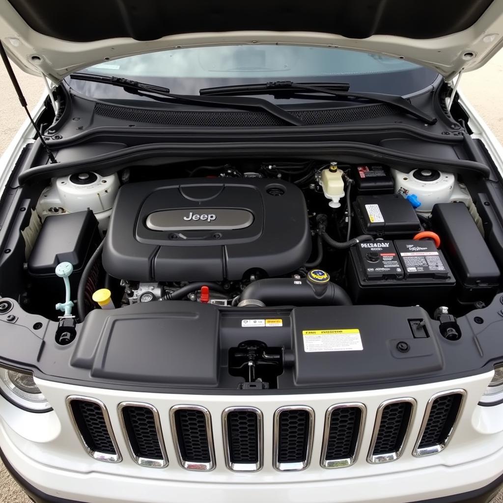 2016 Jeep Renegade Battery Location - Showing the location of the battery within the engine bay.