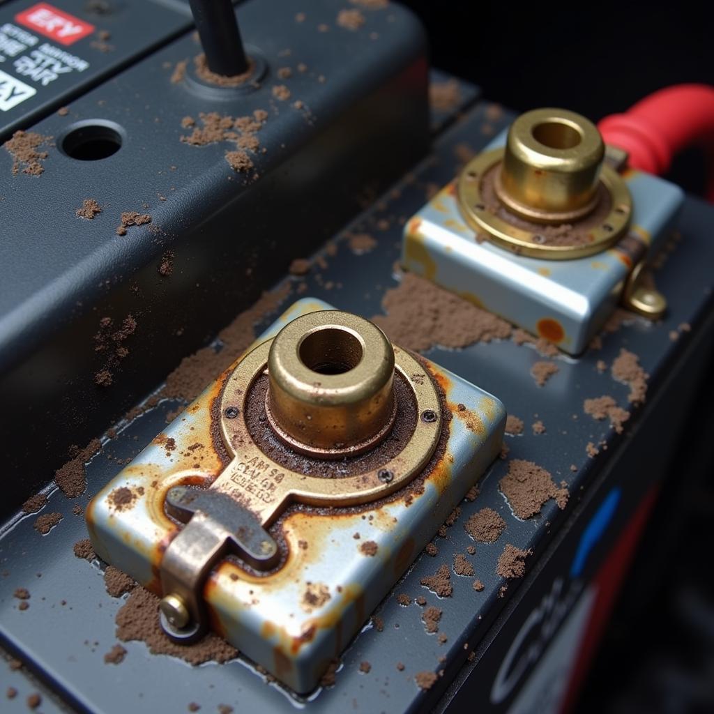 Corroded Battery Terminals on a 2018 GMC Sierra