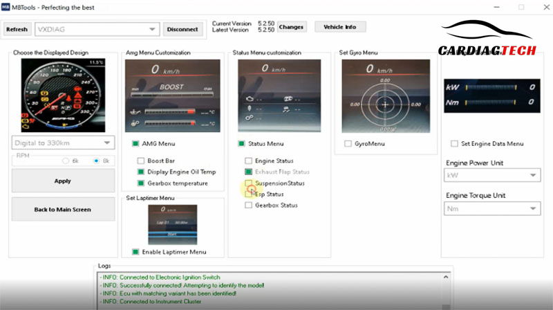 Customize AMG menu settings