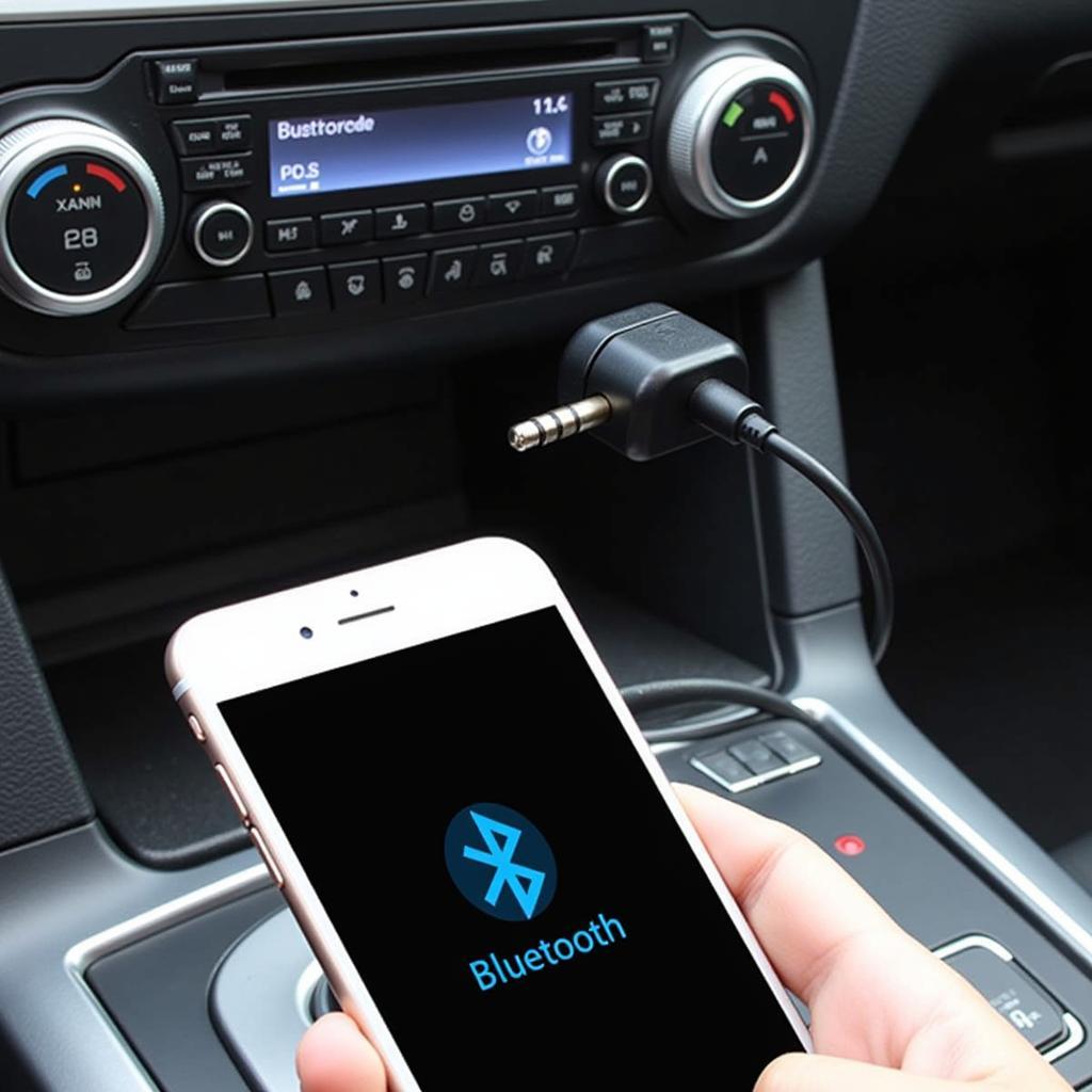 AUX Bluetooth Adapter Connected to Car Radio