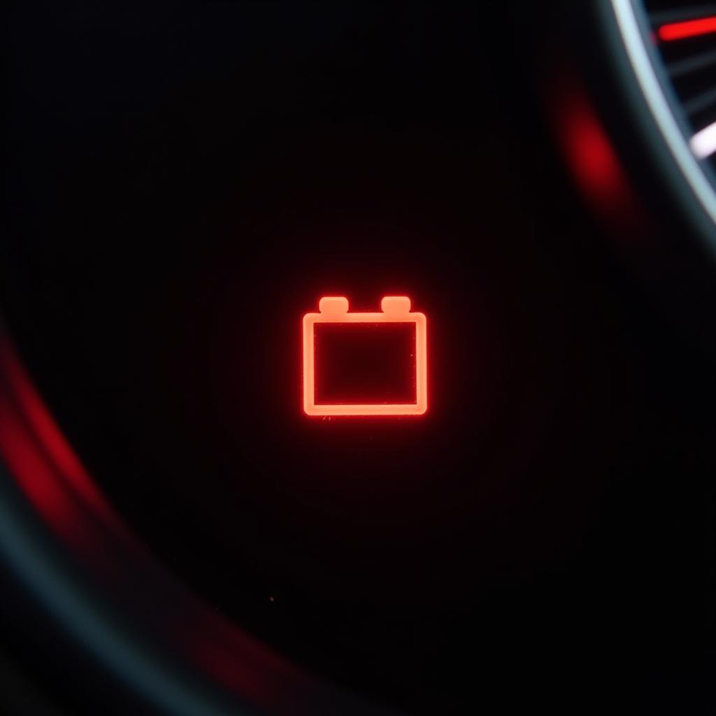 Car Battery Dashboard Light Illuminated