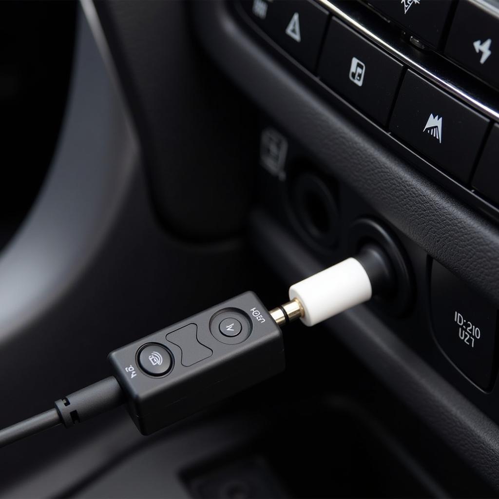 Bluetooth Car Adapter Plugged into Car Stereo