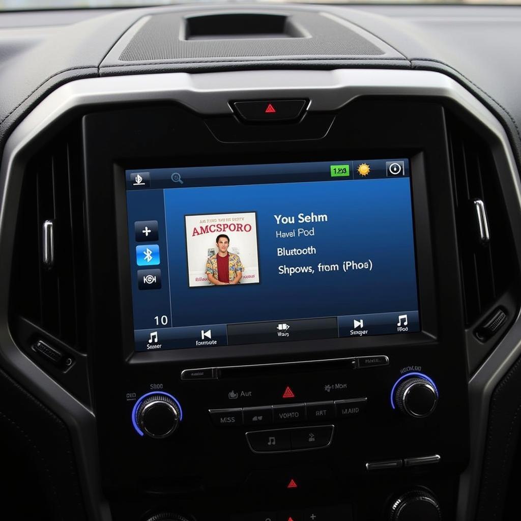 Bluetooth Car Radio with iPod Integration Displaying Music Playback