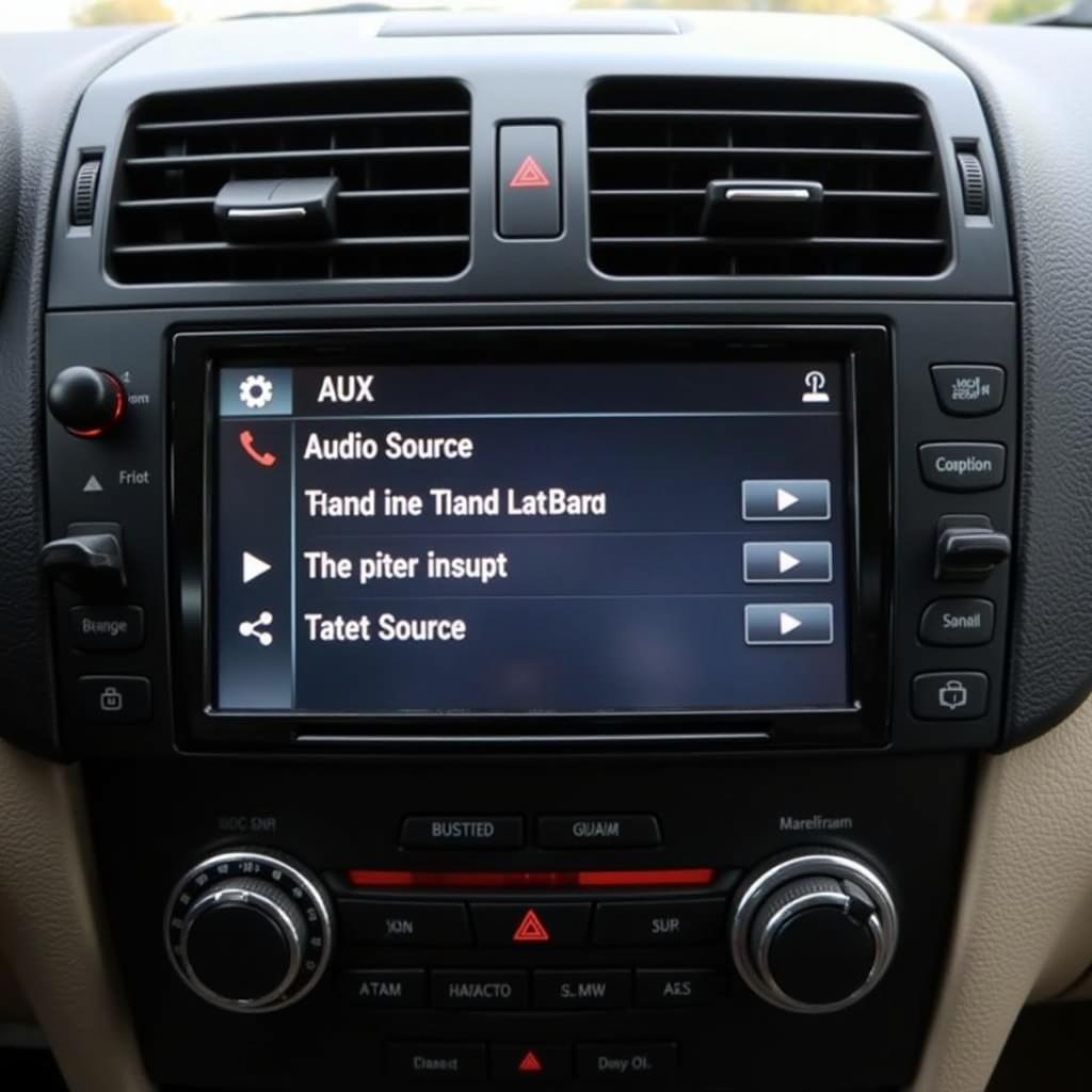 Selecting the AUX input on a BMW X3 head unit