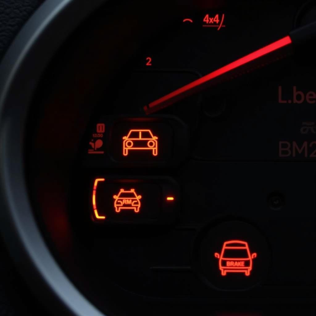 BMW X3 Dashboard Showing Airbag, 4x4, and Brake Warning Lights