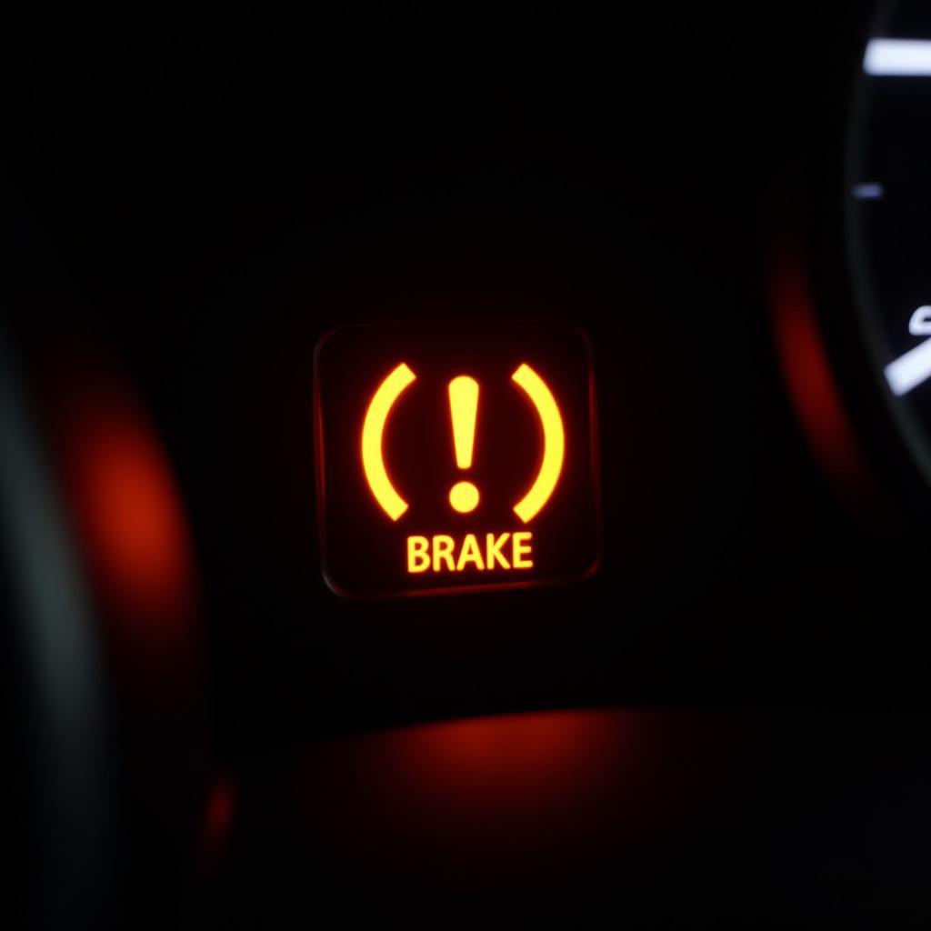 Brake System Warning Light Illuminated on Car Dashboard