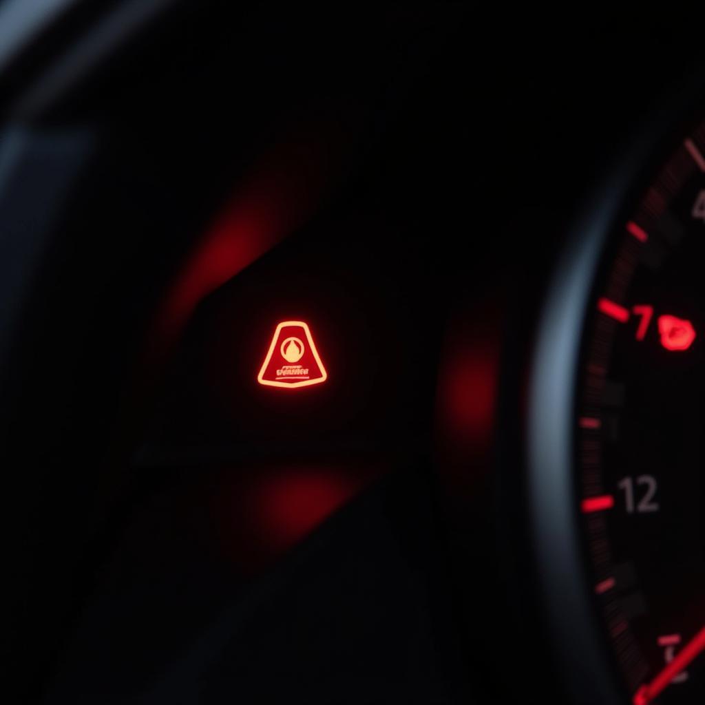 Brake Warning Light Illuminated on Car Dashboard