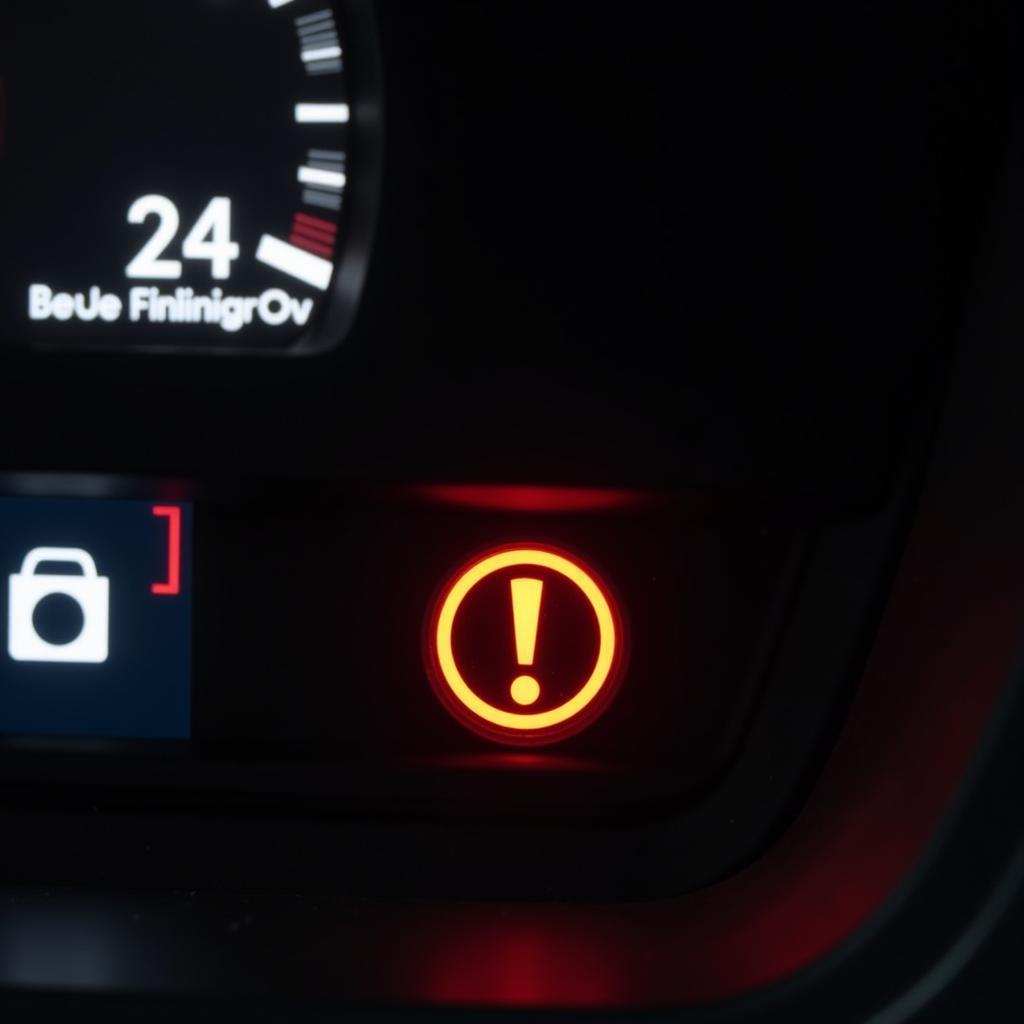 Brake Warning Light Illuminated on Car Dashboard