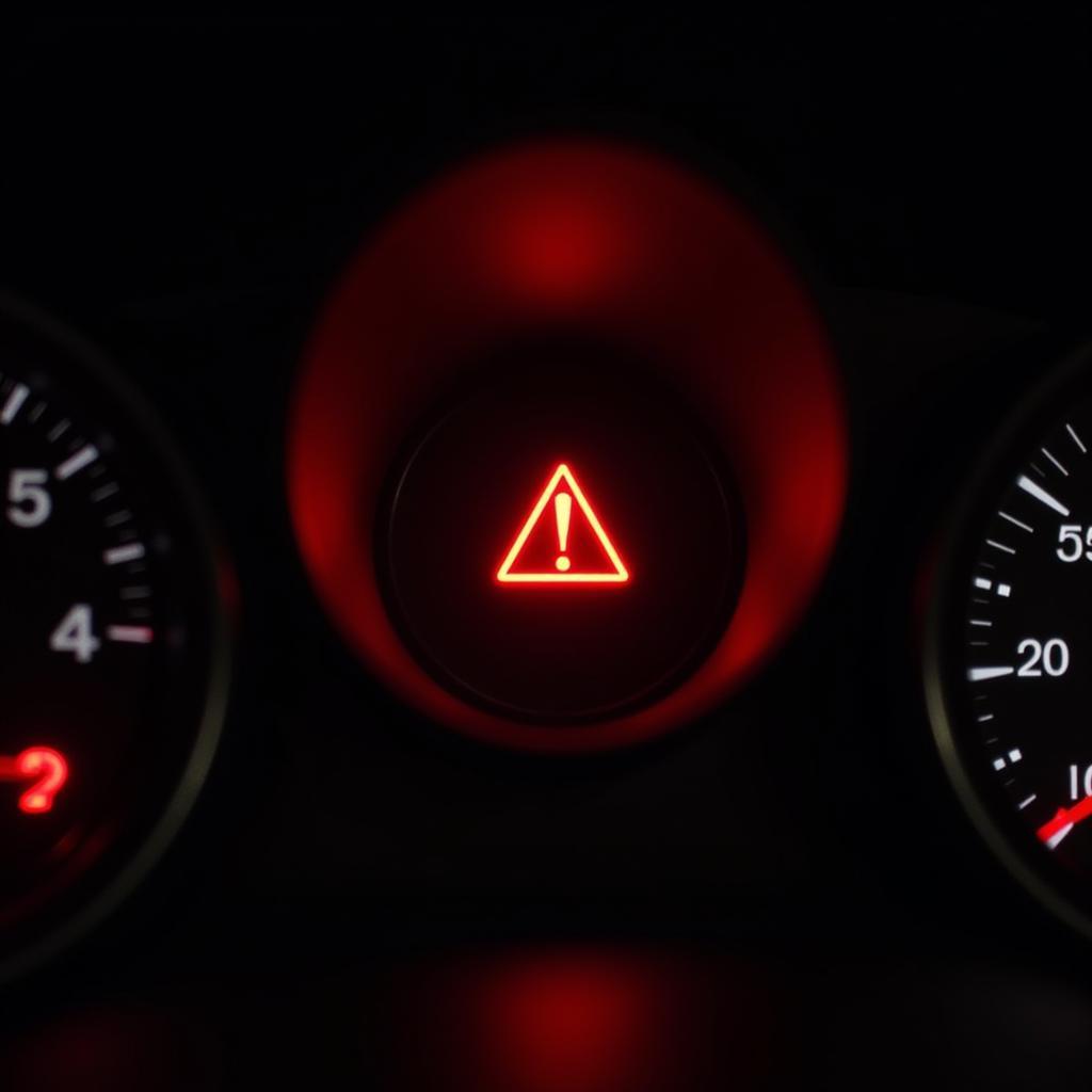 Brake Warning Light Illuminated on Car Dashboard