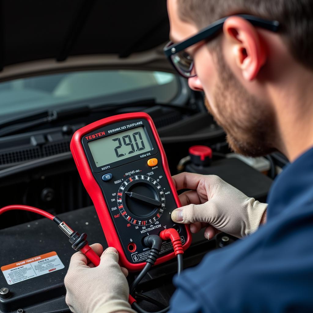 Testing car battery and alternator with multimeter