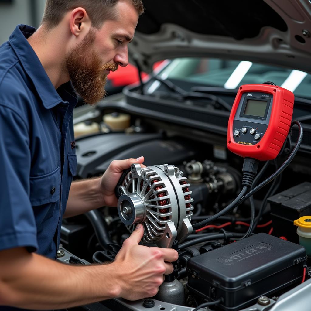 Checking the car battery charging system