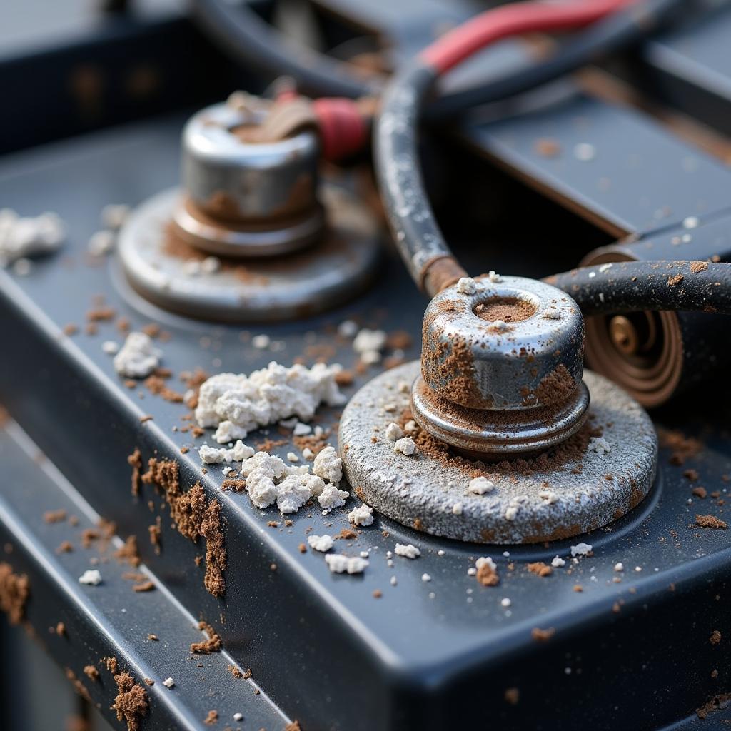 Car Battery Corrosion on Terminals