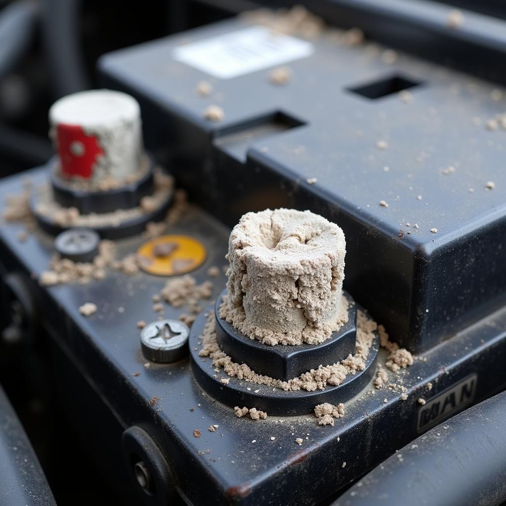 Car Battery Corrosion on Terminals