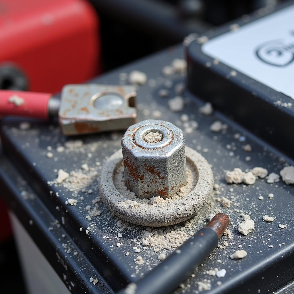 Car Battery with Corroded Cables