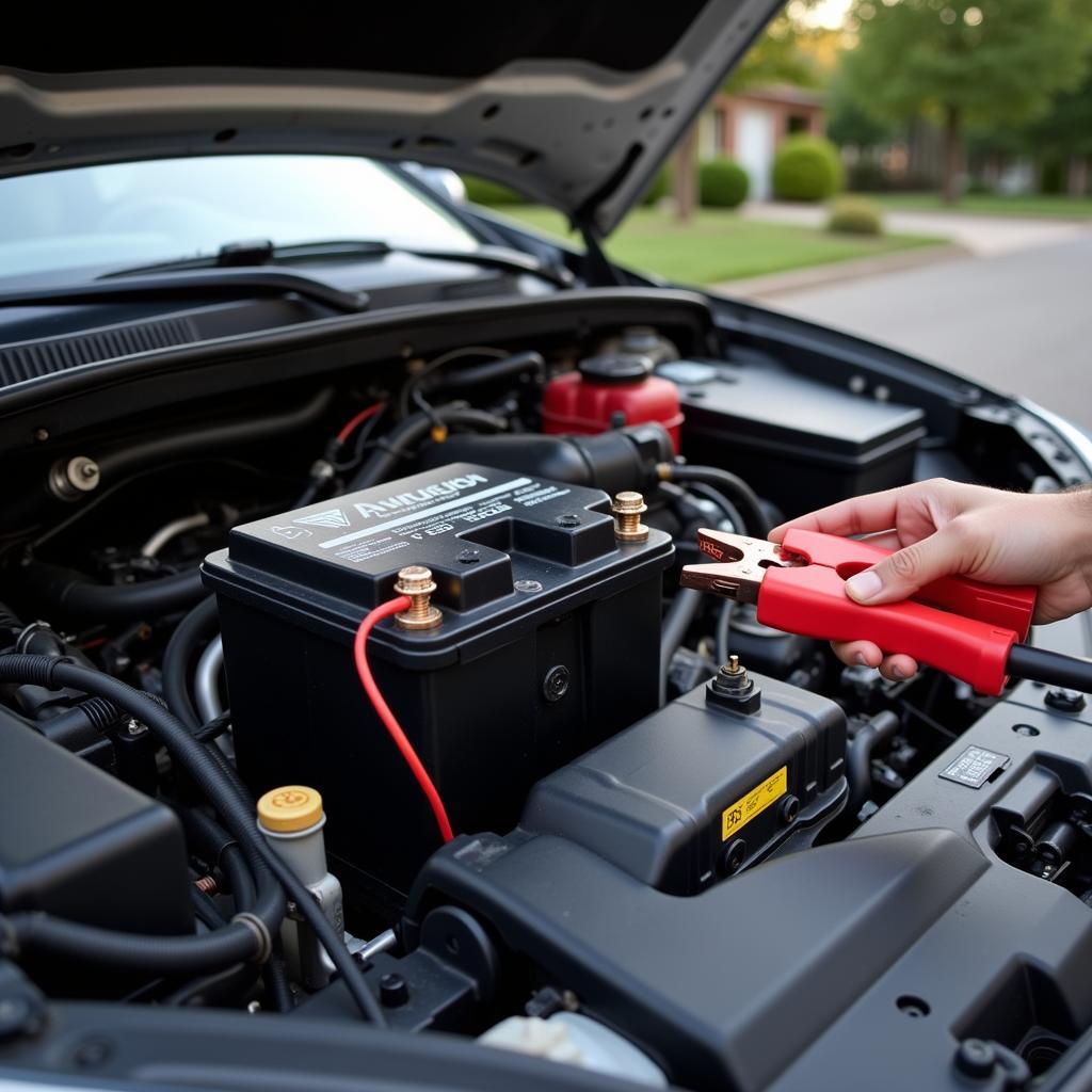 Car battery dead requiring jumper cables