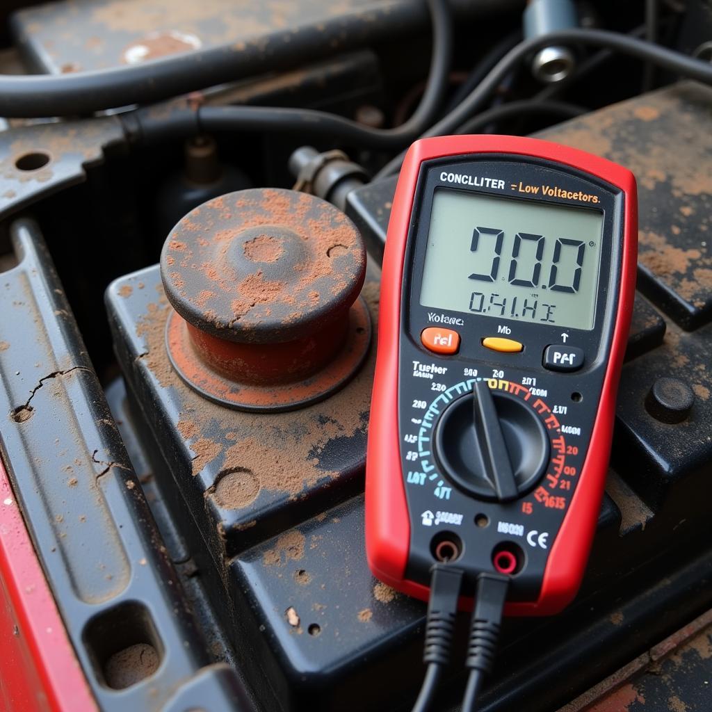 Car Battery Showing Low Voltage Symptoms