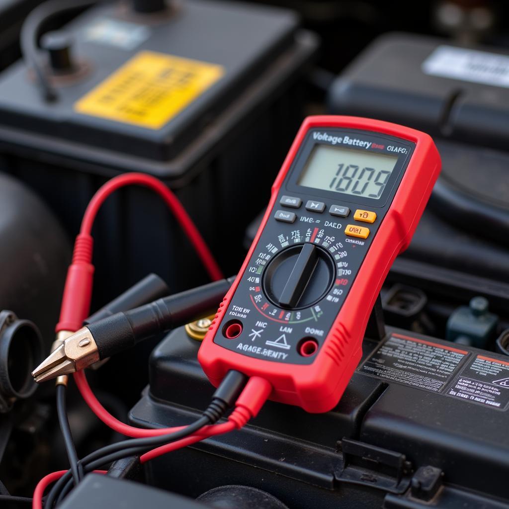 Testing a car battery with a multimeter