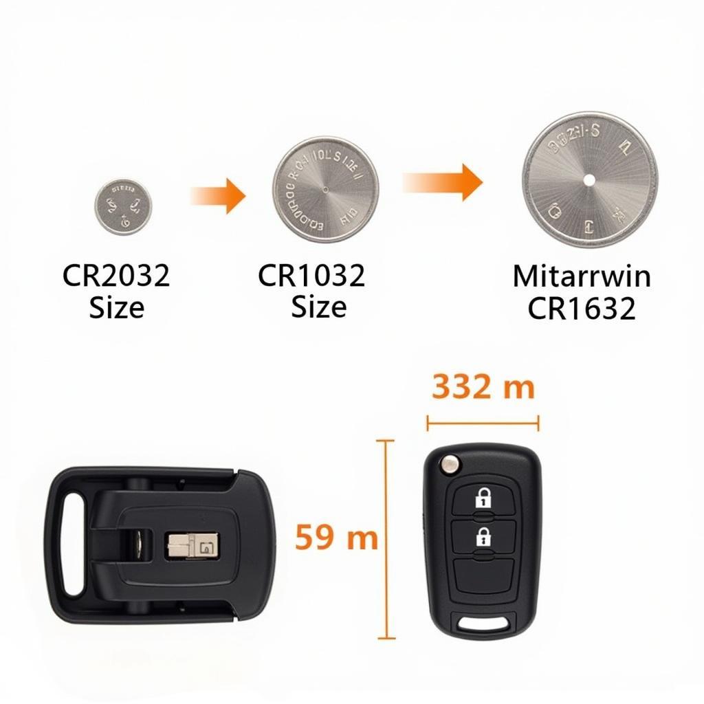 Car Key Fob Battery Types CR2032 CR2025 CR1632