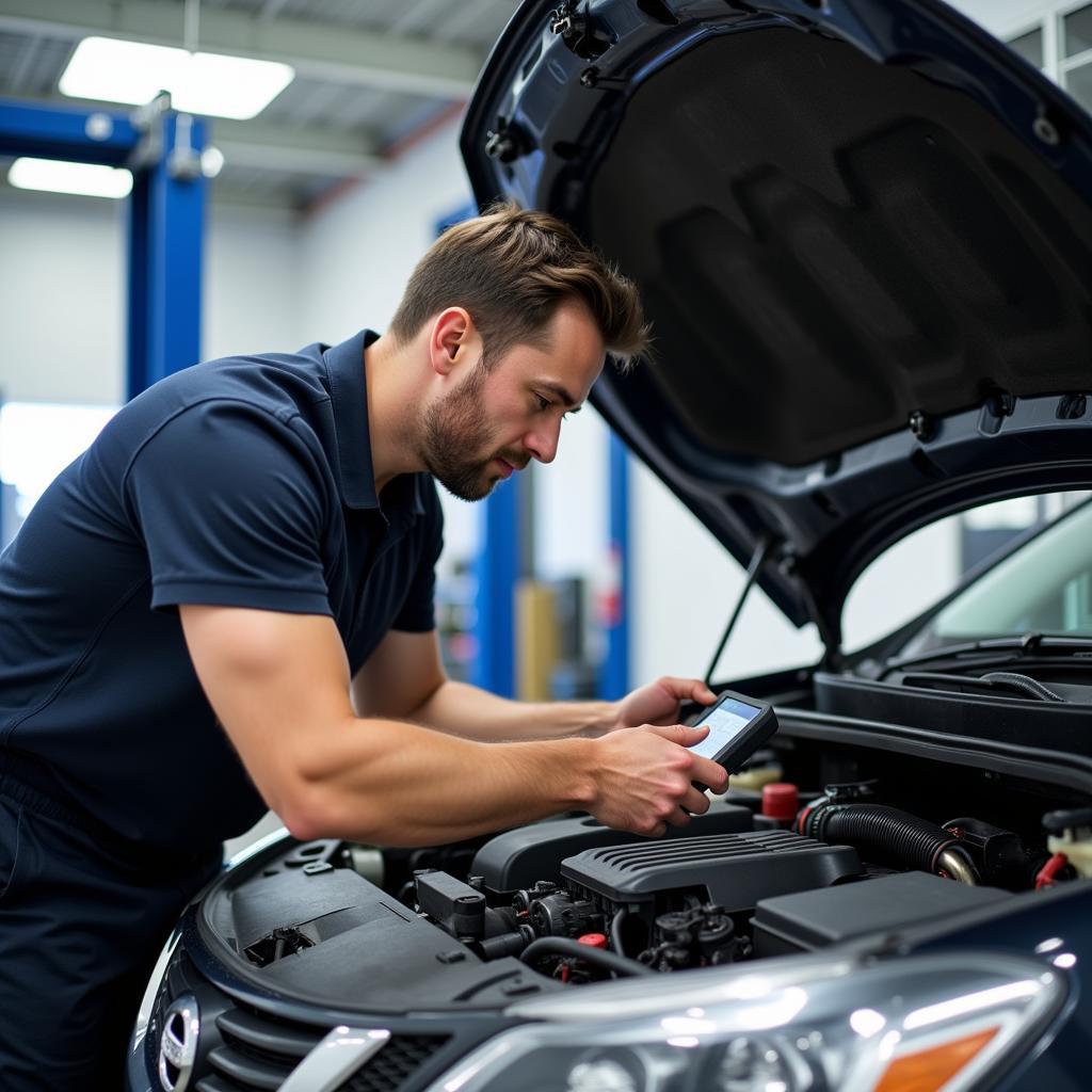 Car Mechanic Checking Engine