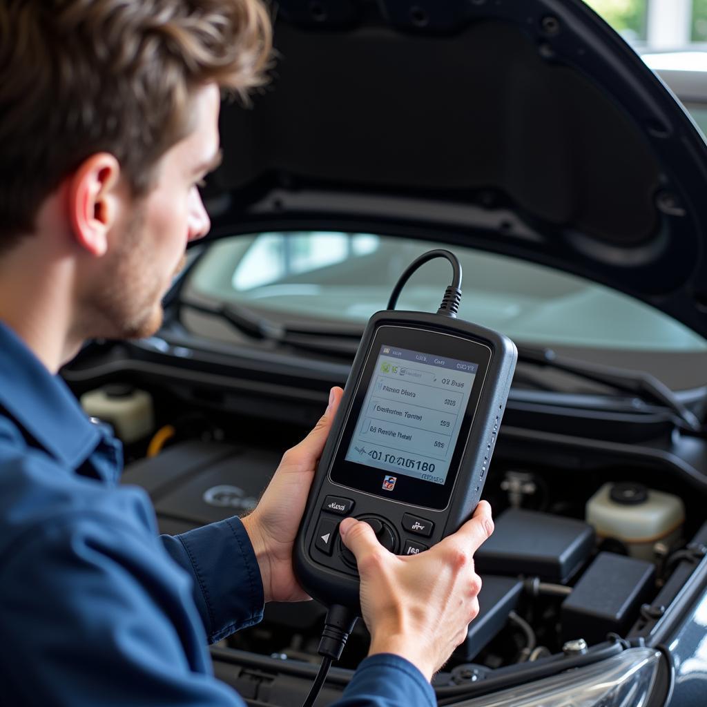 Car Mechanic Checking Engine