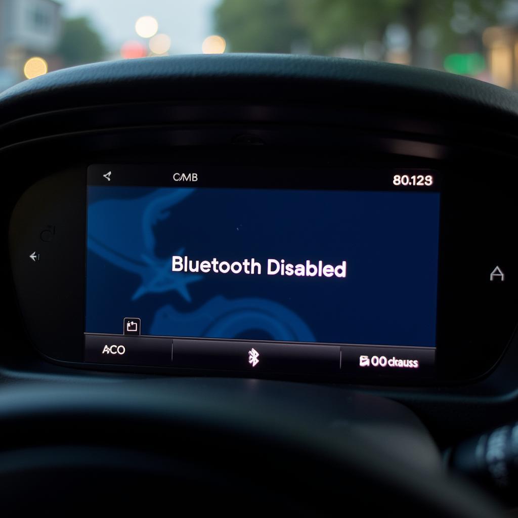 Car Radio Display Showing Bluetooth Disabled